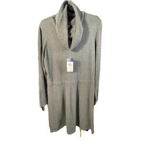 NWT Chaps Classic Fit Flare Cowlneck Sweater Dress Black Womens XL MSRP $110